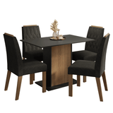 Juego de Comedor Tapa de Madera 4 Sillas Marrón/Negro/Oxford Romã Madesa