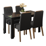Juego de Comedor Tapa de Vidrio 4 Sillas Marrón/Negro/Oxford Pétala Madesa