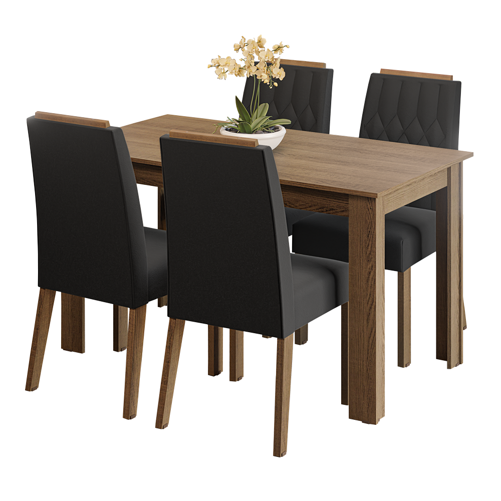 Juego de Comedor Tapa de Madera 4 Sillas Marrón/Oxford Hera Madesa