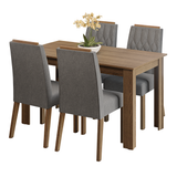 Juego de Comedor Tapa de Madera 4 Sillas Marrón/Silver Hera Madesa