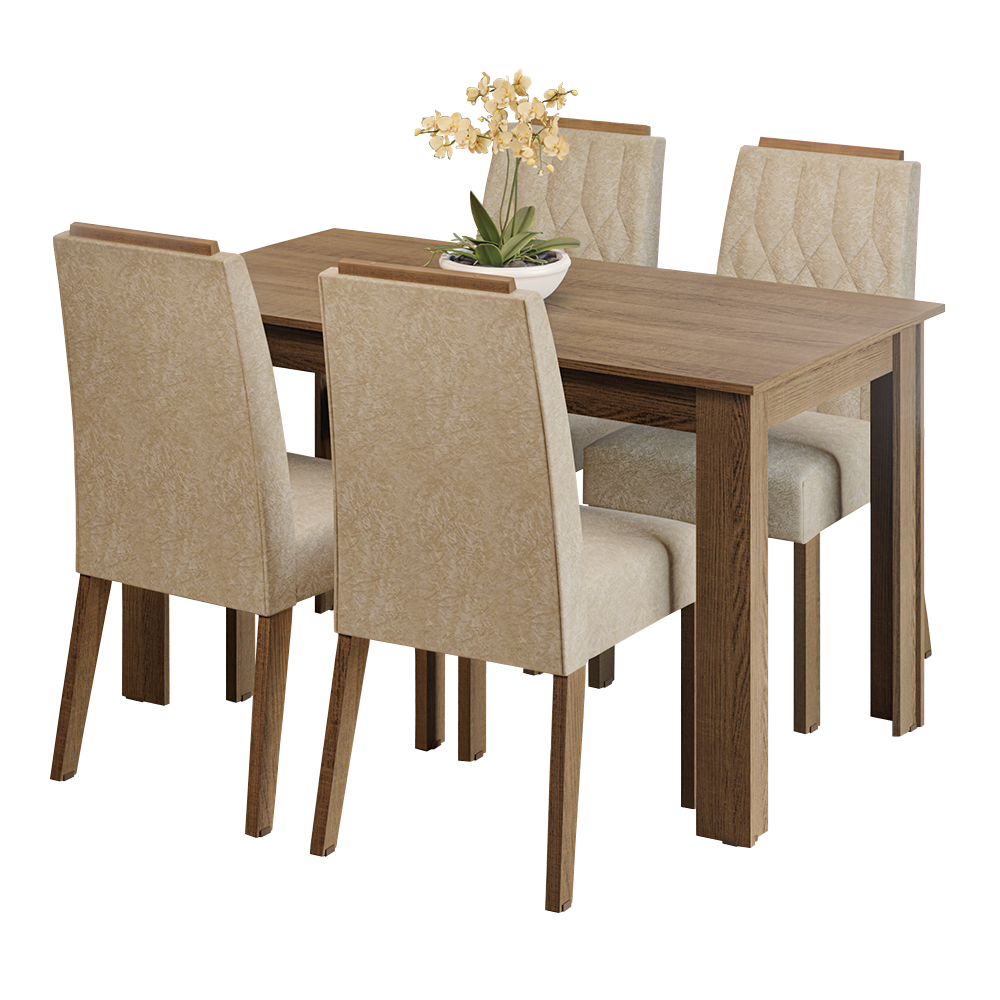 Juego de Comedor Tapa de Madera 4 Sillas Marrón/Imperial Hera Madesa