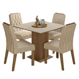 Juego de Comedor Tapa de Madera 4 Sillas Marrón/Crema/Imperial Verbena Madesa