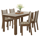 Juego de Comedor Alva Mesa Tapa de Madera 4 Sillas Marrón/Crema/Lirio Beige Madesa