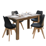Juego de Comedor Garda Mesa Tapa de Madera 4 Sillas Marrón/Negro Madesa