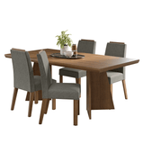 Juego de Comedor con Tapa de Madera 4 Sillas Marrón/Silver Arles Madesa