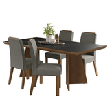 Juego de Comedor con Tapa de Madera 4 Sillas Marrón/Negro/Silver Arles Madesa