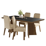Juego de Comedor con Tapa de Madera 4 Sillas Marrón/Negro/Imperial Arles Madesa