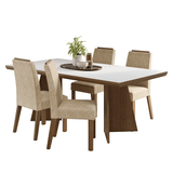 Juego de Comedor con Tapa de Madera 4 Sillas Marrón/Blanco/Imperial Arles Madesa