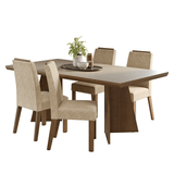 Juego de Comedor con Tapa de Madera 4 Sillas Marrón/Crema/Imperial Arles Madesa
