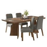 Juego de Comedor Tapa con Vidrio 4 Sillas Marrón/Silver Todi Madesa