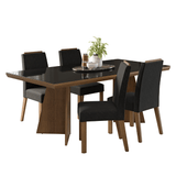 Juego de Comedor Tapa con Vidrio 4 Sillas Marrón/Negro/Oxford Todi Madesa