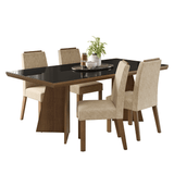 Juego de Comedor Tapa con Vidrio 4 Sillas Marrón/Negro/Imperial Todi Madesa