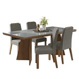 Juego de Comedor Tapa con Vidrio 4 Sillas Marrón/Gris/Silver Todi Madesa