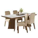 Juego de Comedor Tapa con Vidrio 4 Sillas Marrón/Blanco/Imperial Todi Madesa