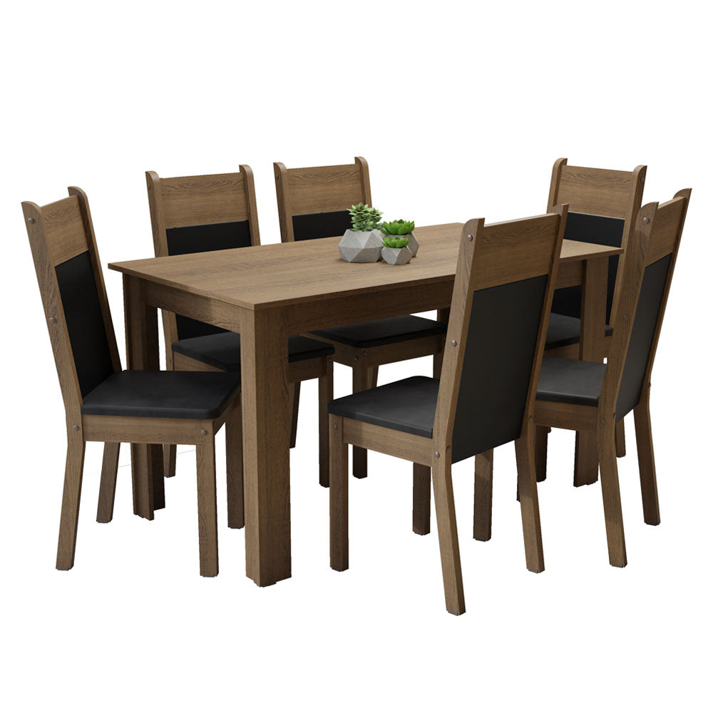 Juego de Comedor 6 Sillas Marrón/Negro Medelin Madesa
