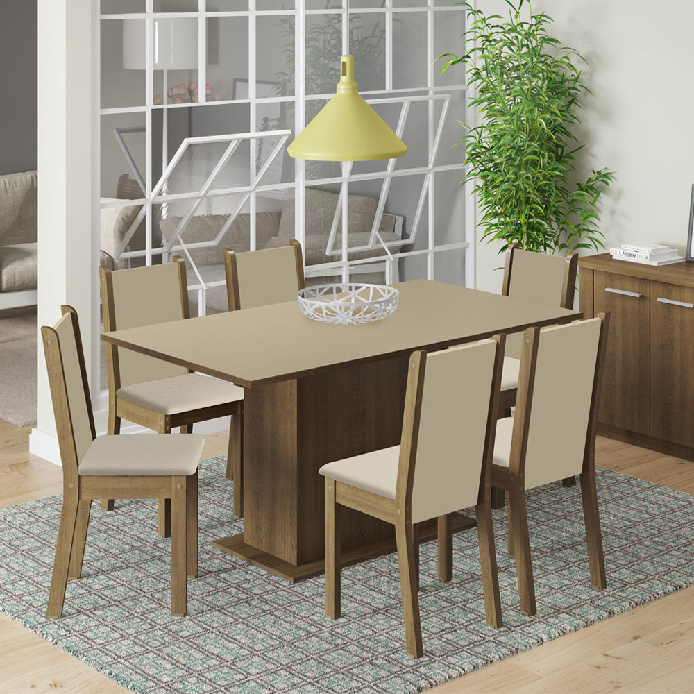 Juego de Comedor con Mesa y 6 Sillas Madesa Ohana MCB