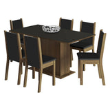 Juego de Comedor Madesa Ohana Mesa Tapa de Madera con 6 Sillas Marrón/Negro/Sintético Negro