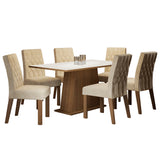 Juego de Comedor Madesa Daniela Mesa Tapa de Madera con 6 Sillas Marrón/Blanco/Imperial