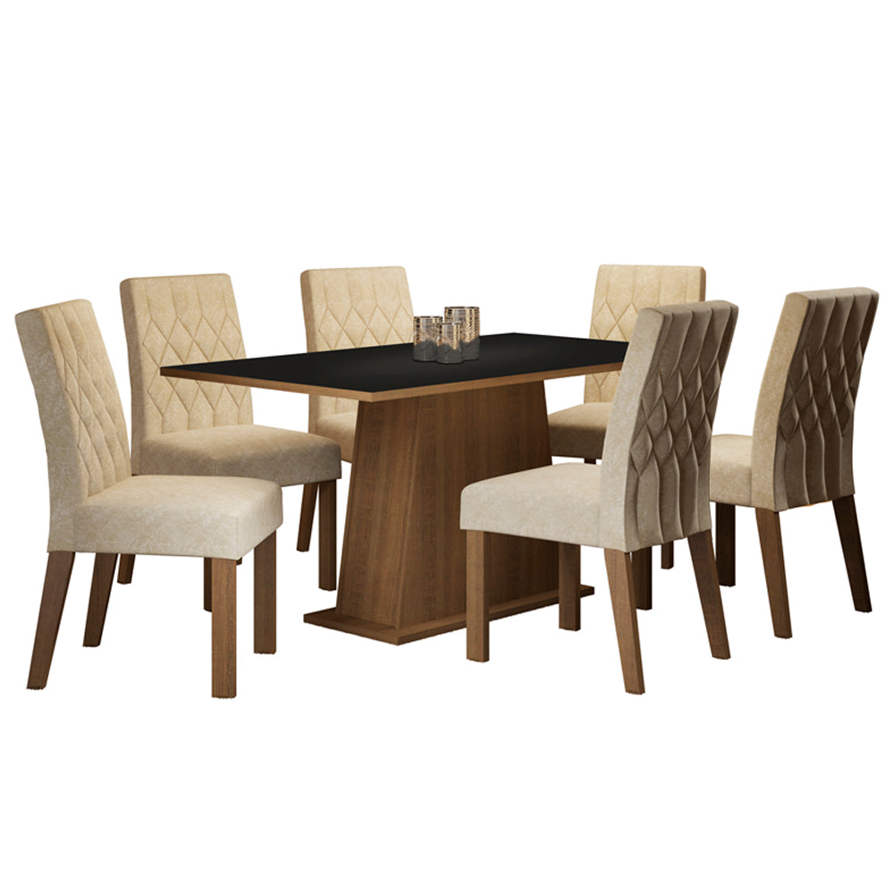 Juego de Comedor Madesa Daniela Mesa Tapa de Madera con 6 Sillas Marrón/Negro/Imperial