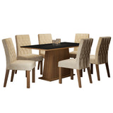 Juego de Comedor Madesa Daniela Mesa Tapa de Madera con 6 Sillas Marrón/Negro/Imperial