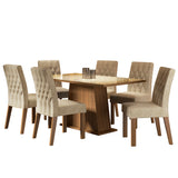 Juego de Comedor Madesa Rafaela Mesa Tapa de Vidrio con 6 Sillas Marrón/Crema/Imperial