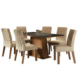 Juego de Comedor Madesa Rafaela Mesa Tapa de Vidrio con 6 Sillas Marrón/Negro/Imperial