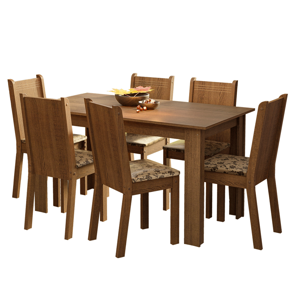 Juego de Comedor con Tapa de Madera 6 Sillas Marrón/Beige Analu