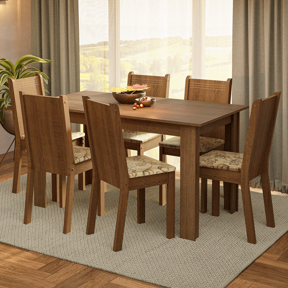 Juego de Comedor con Mesa y 6 Sillas Madesa Analu MLB
