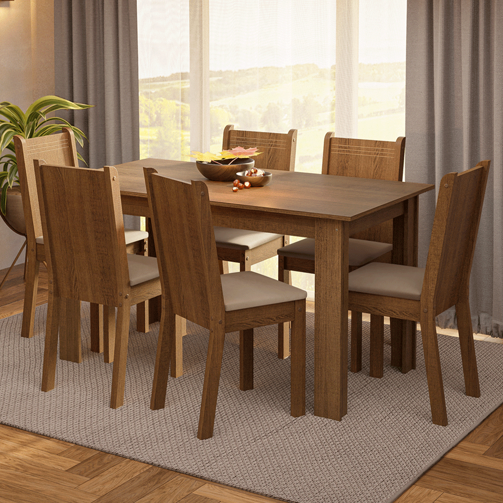 Juego de Comedor con Mesa y 6 Sillas Madesa Analu MSB