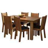 Juego de Comedor Mesada de Madera 6 Sillas Analu Marrón/Negro