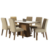 Juego de Comedor Mesa Tapa de Vidrio 6 Sillas Marrón/Blanco/Imperial Stéfani Madesa