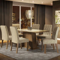 Juego de Comedor con Vidrio Sobrepuesto 6 Sillas Marrón/Crema/Imperial Stéfani Madesa