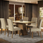 Juego de Comedor con Vidrio Sobrepuesto 6 Sillas Marrón/Crema/Imperial Stéfani Madesa