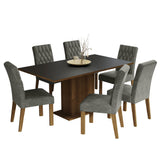Juego de Comedor Mesa de Tapa de Madera 6 Sillas Marrón/Negro/Plata Hanna Madesa