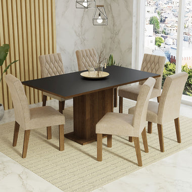 Juego de Comedor 6 Sillas Marrón/Negro/Imperial Hanna Madesa
