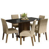 Juego de Comedor Mesa Tapa de Vidrio 6 Sillas Marrón/Negro/Imperial Alexis Madesa
