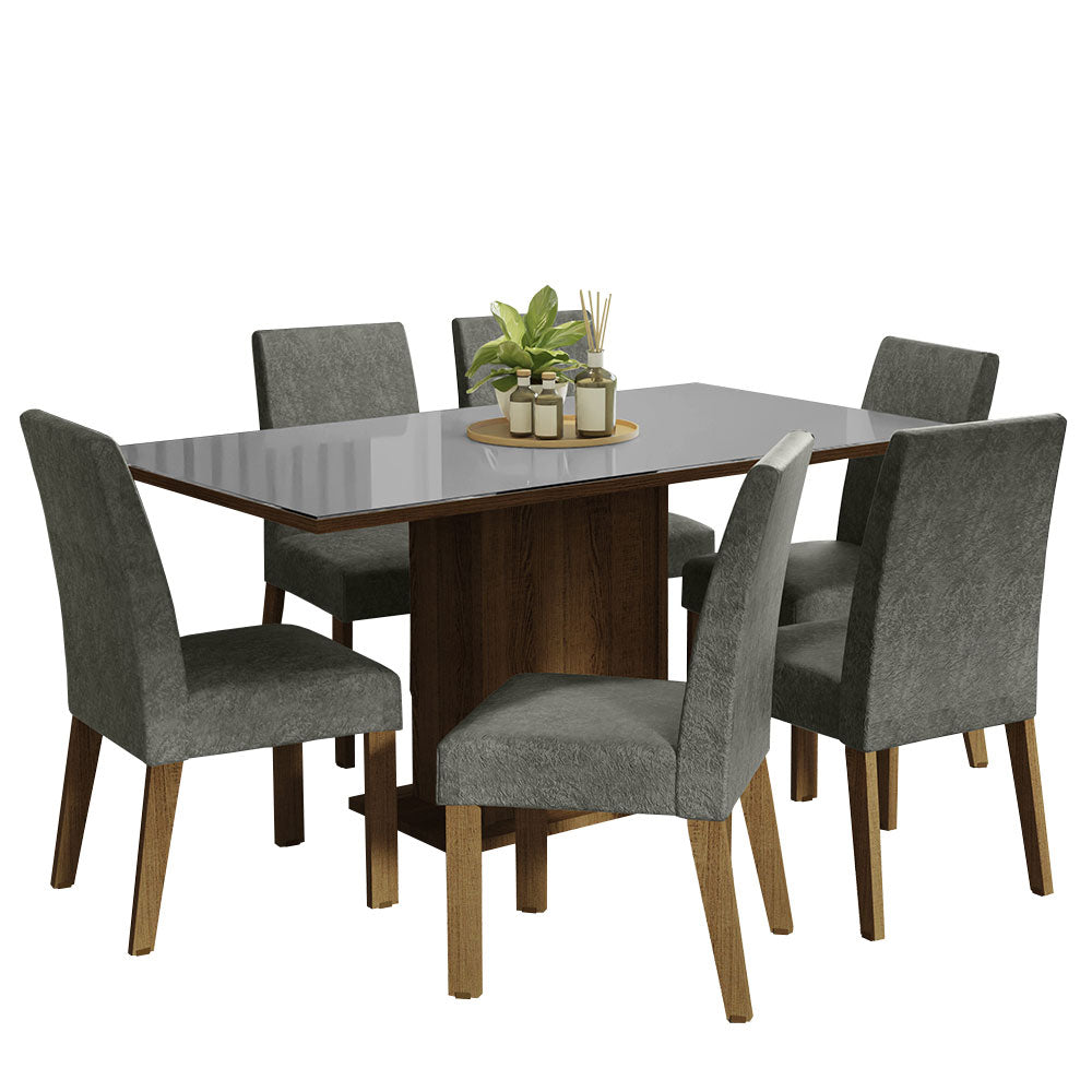 Juego de Comedor con Mesa de Vidrio y 6 Sillas Alexis Madesa