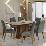 Juego de Comedor Mesa Tapa de Madera 6 Sillas Britney Madesa Marrón/Crema/Plata