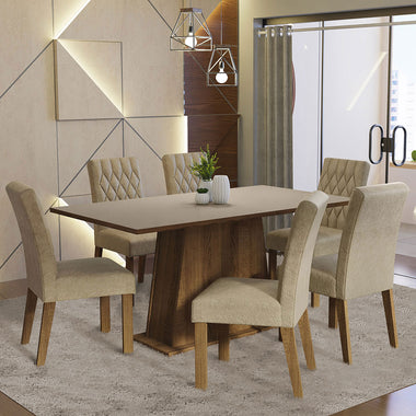 Juego de Comedor 6 Sillas Marrón/Crema/Imperial Britney Madesa