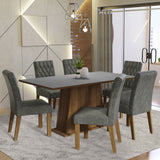 Juego de Comedor Mesa Tapa de Madera 6 Sillas Marrón/Gris/Silver Britney Madesa
