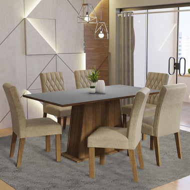 Juego de Comedor 6 Sillas Marrón/Gris/Imperial Britney Madesa