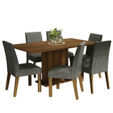 Juego de Comedor Renata con 6 Sillas Marrón/Crema/Gris