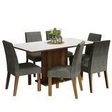 Juego de Comedor Mesa Tapa de Madera 6 Sillas Marrón/Blanco/Silver Renata Madesa