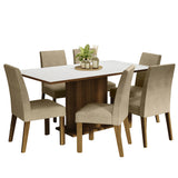 Juego de Comedor Mesa Tapa de Madera 6 Sillas Marrón/Blanco/Imperial Renata Madesa