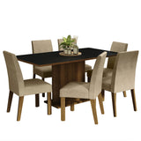 Juego de Comedor Mesa Tapa de Madera 6 Sillas Marrón/Negro/Imperial Renata Madesa
