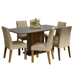 Juego de Comedor Renata Mesa Rectangular Tapa de Madera con 6 Sillas Marrón/Gris/Imperial Madesa