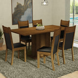 Juego de Comedor con Tapa de Madera 6 Sillas Marrón/Negro Augusta