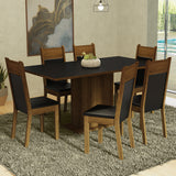 Juego de Comedor con Tapa de Madera 6 Sillas Negro/Marrón Augusta