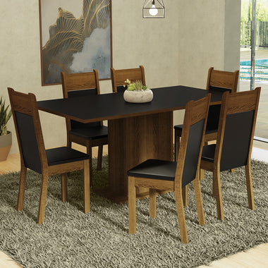 Juego de Comedor 6 Sillas Negro/Marrón Augusta Madesa