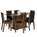 Juego de Comedor Mesa Tapa de Vidrio 6 Sillas Marrón/Negro Yolanda Madesa